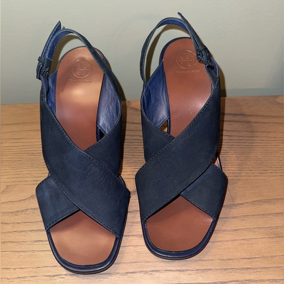 Criss Cross Tory Burch Gabrielle Wedge Sandals - Picture 3 of 10